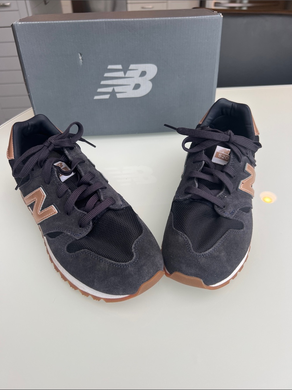 New Balance Black and Brown Women's 520 Suede Mesh Sneakers